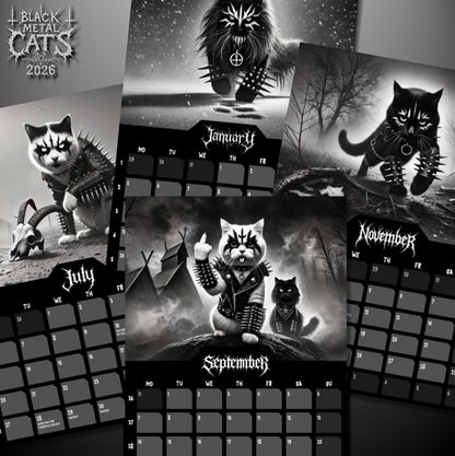 Black Metal Cats 2026 - Wall Calendar 2026