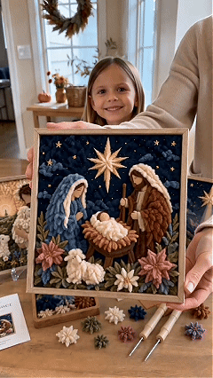 🔥 LAST DAY 49% OFF – ✝️🧵 Premium 3D Christian Fabric Poke Art Kit | No-Sew Faith Craft with Pre-Punched Board, Fabric Squares & Display Stand 🕊️✨