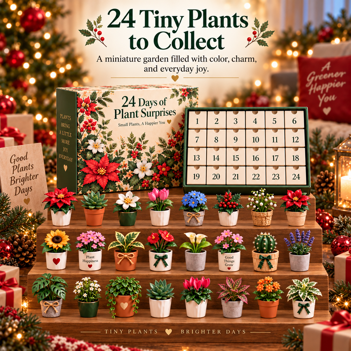 🌸🎁 24 Days of Blooming Joy™ – Mini Plant Figurines Advent Calendar