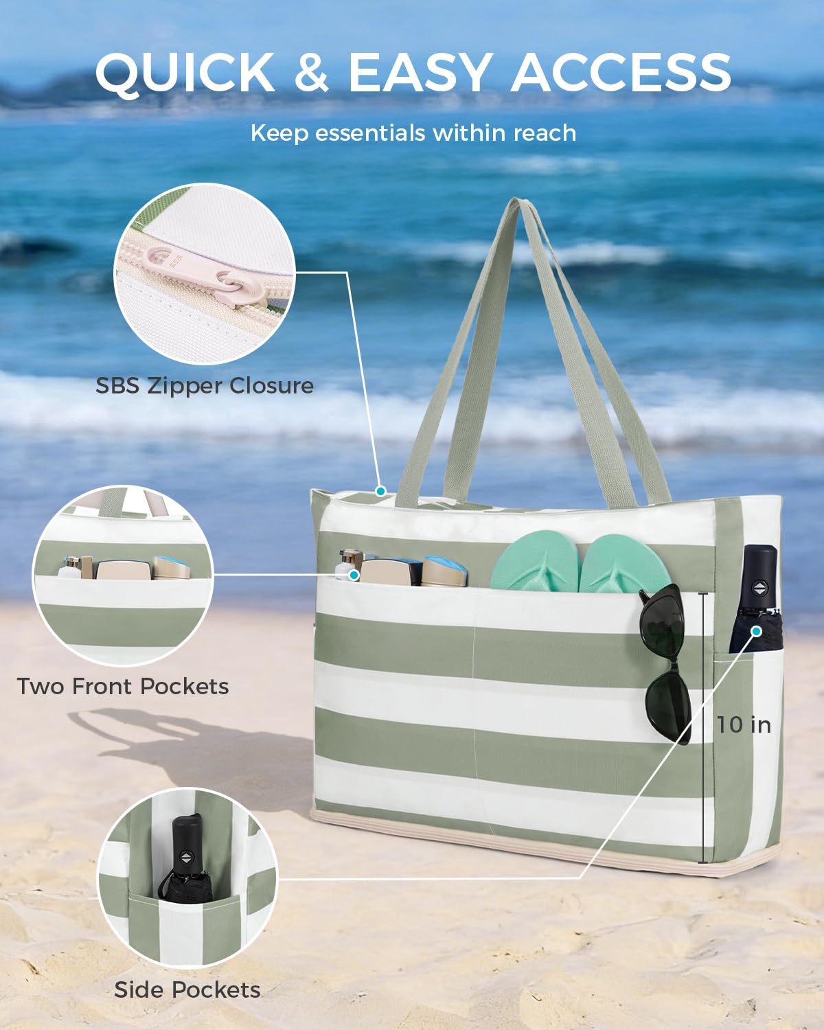 🏖️Your Beach BFF: Waterproof, Sandproof & 40oz Cup Ready.