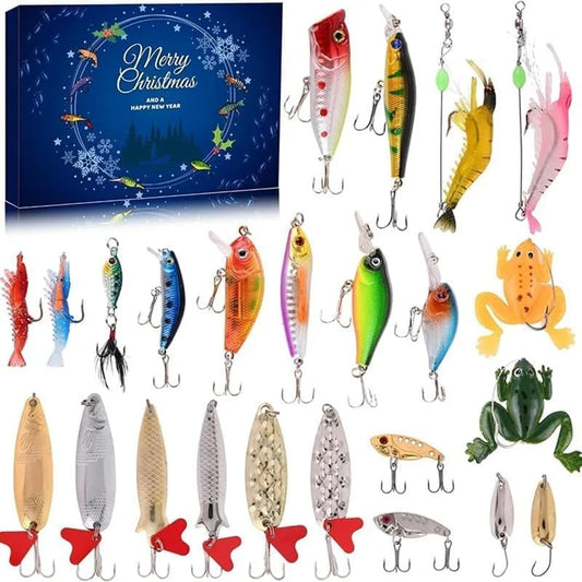 Christmas Fishing Set Cassette, 24 Days Fishing Advent Calendar Blind Box