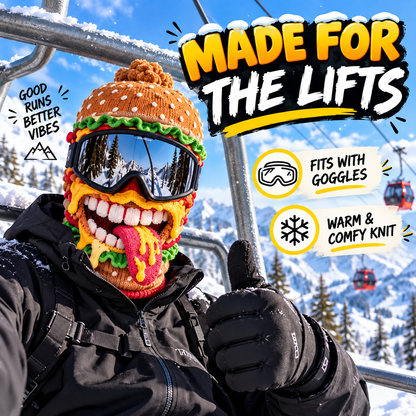 🍔 Funny Food Ski Mask – Burger, Fried Chicken, Pizza & Fries Winter Balaclava