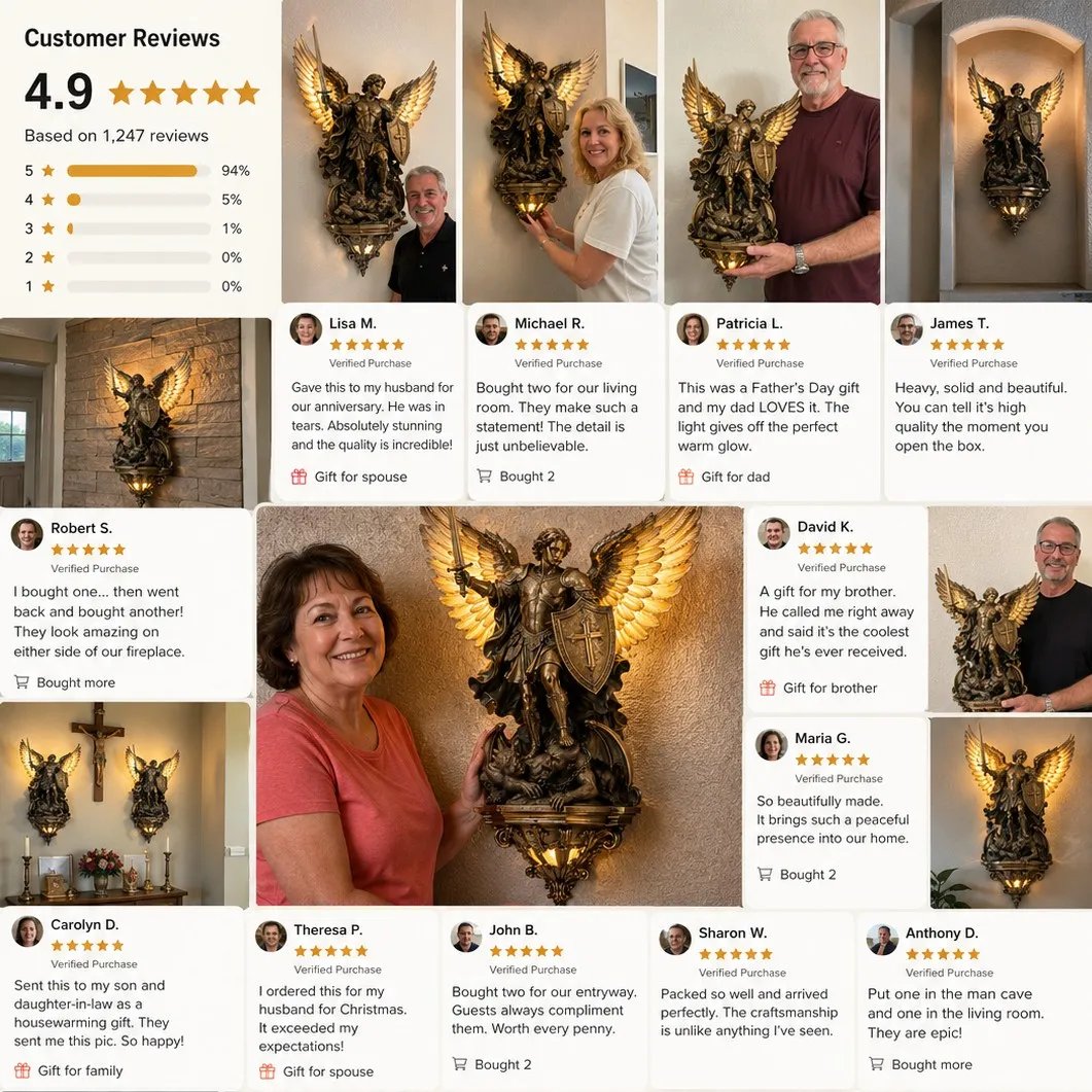 St. Michael Guardian Angel Wall Light