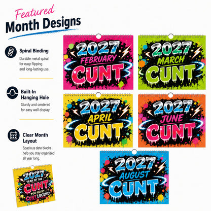 💥Early Bird Sale — 48% OFF🎁2027 Year of the Cunt Wall Calendar – Bold Graffiti Humor Calendar📆🌟