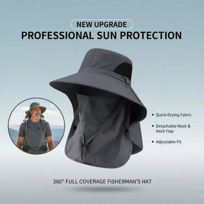 🌞Spring/Summer Fisherman's Hat Detachable Outdoor Sun-Protective Face Covering🏕️ (Adjustable & Lightweight Comfort & Unisex Fit)