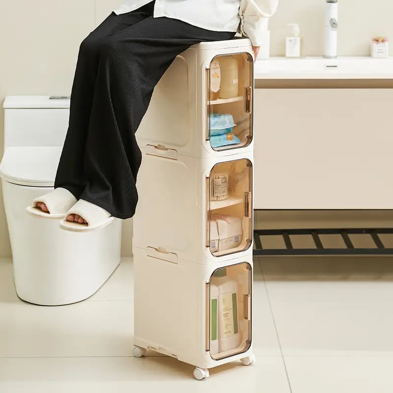 4-Tier Slim Plastic Storage Cabinet