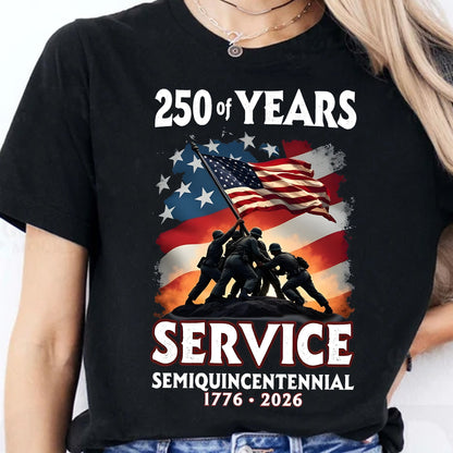 250 Years of Service Shirt | USA 250th Anniversary Tee | Patriotic American Flag T-Shirt | 4th of July Gift