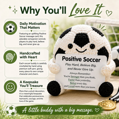 ⚽ Positive Soccer Buddy – Handmade Crochet Encouragement Gift 💚