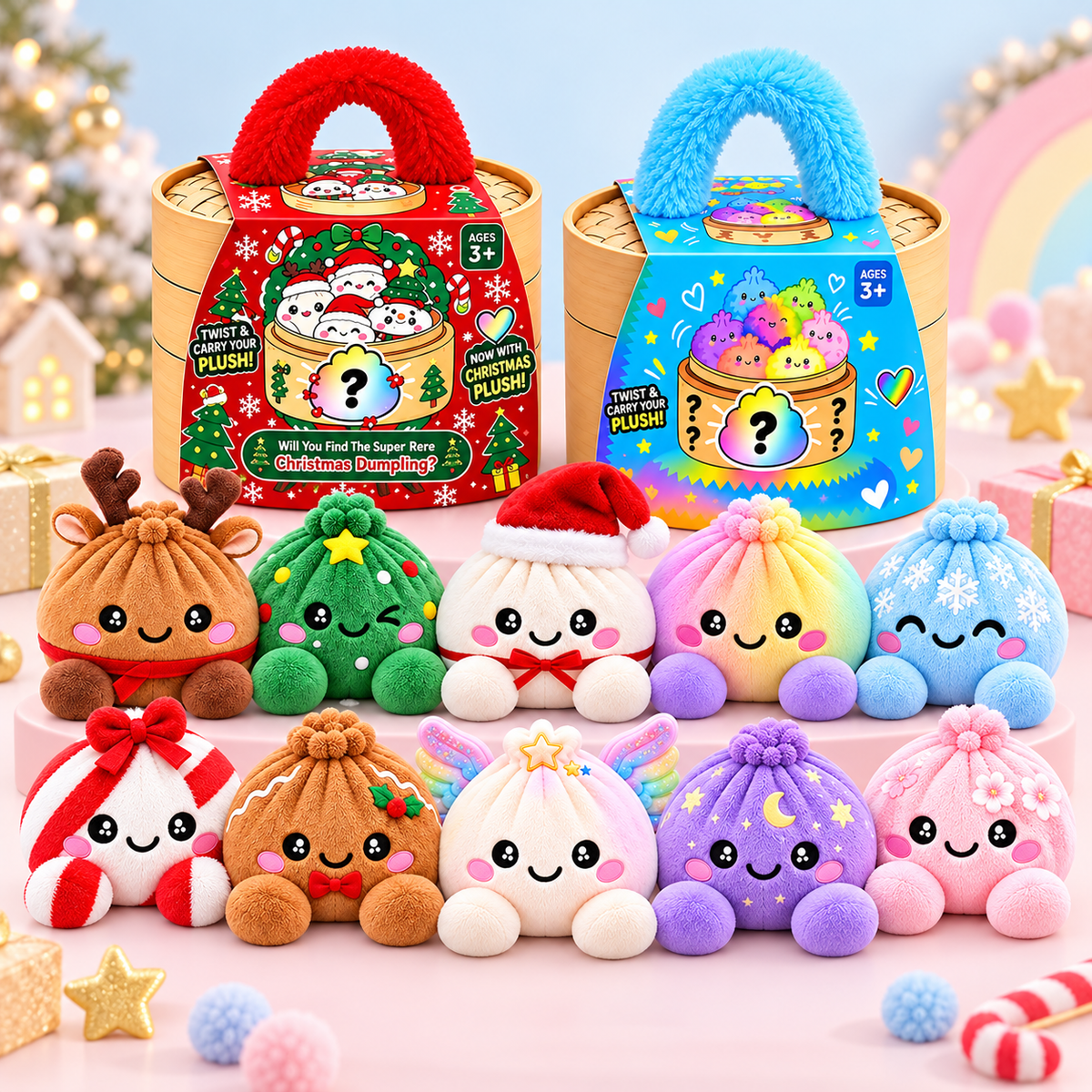 🎄 Mystery Christmas Dumpling Plush – Cute Surprise Plush Basket Gift