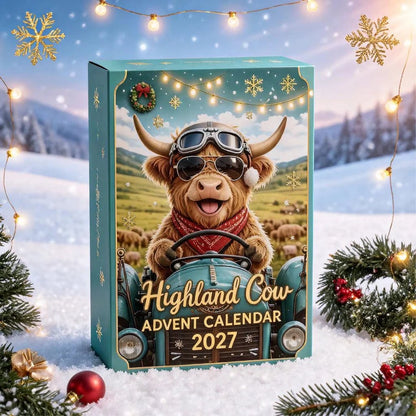 🔥HOT SALE🔥🐮 Highland Cow Advent Calendar 2027 | Cute 3D Highland Cow Mini Figurines Advent Box