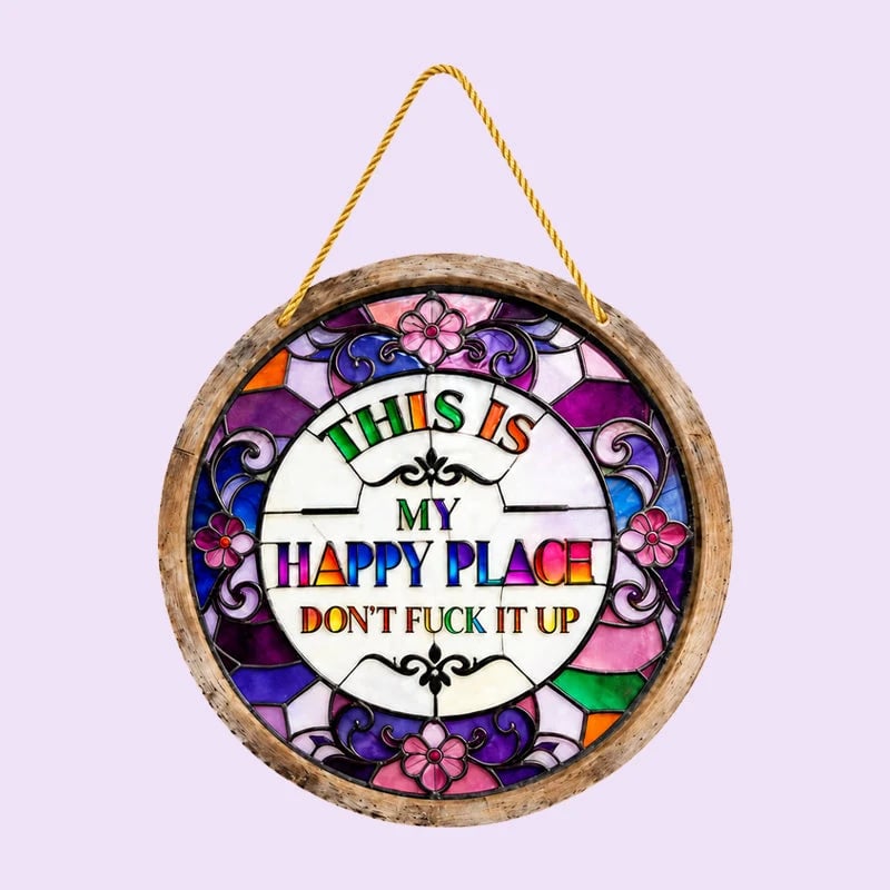 Stained Happy Place Hanging Decor