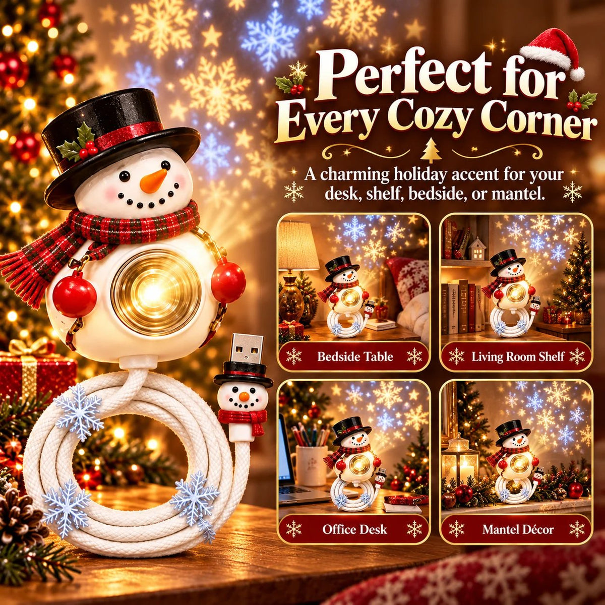 ⛄47% OFF🎄Bring Home Holiday Magic — Snowman Christmas Projector Light With Festive Glow🌙