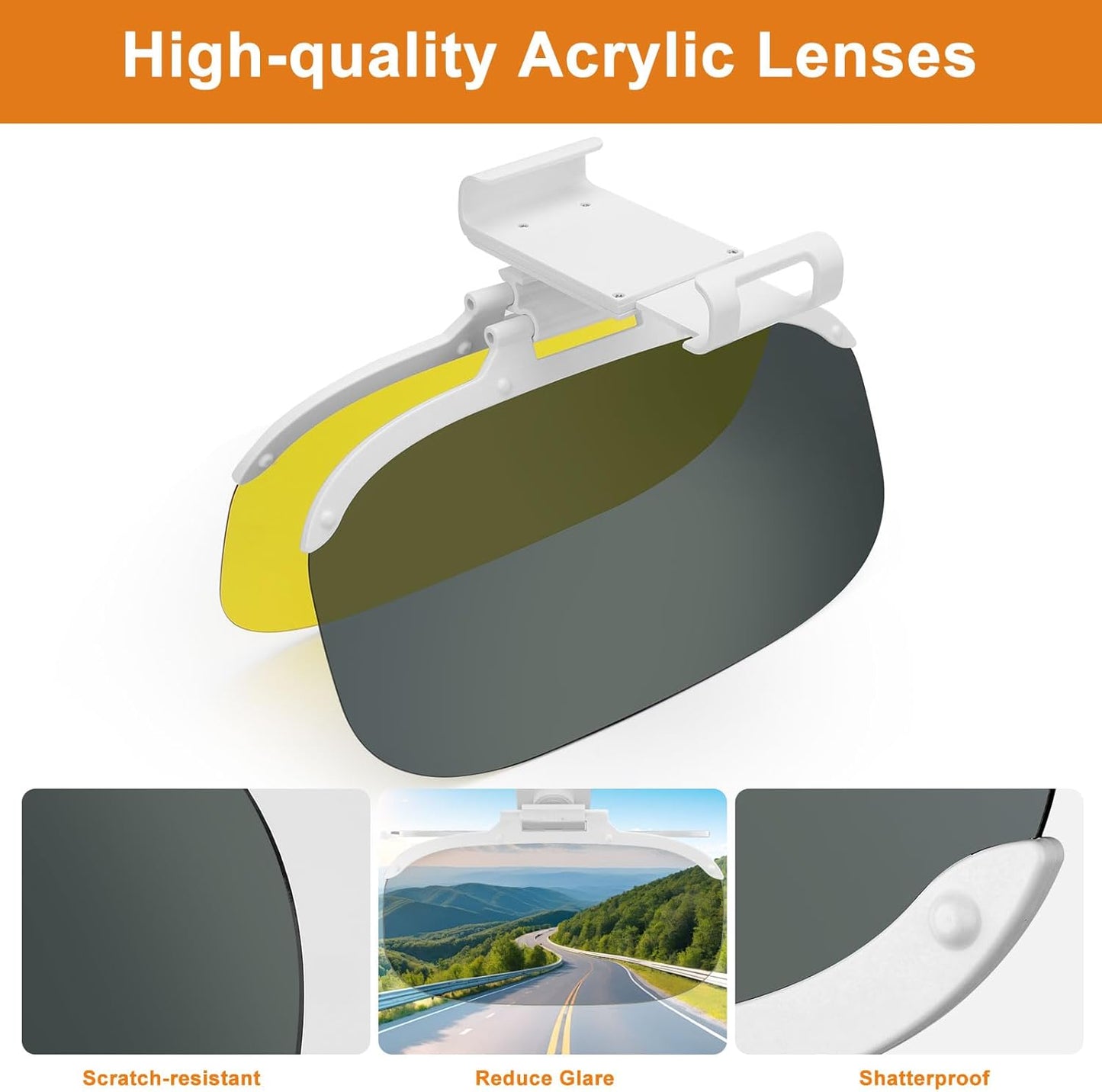 Linkstyle Car Sun Visor Extender: Polarized Anti Glare Day Night Clip On Visor, Retractable Visors fit for 4.5–7.3 Inch Wide Car SUV Truck