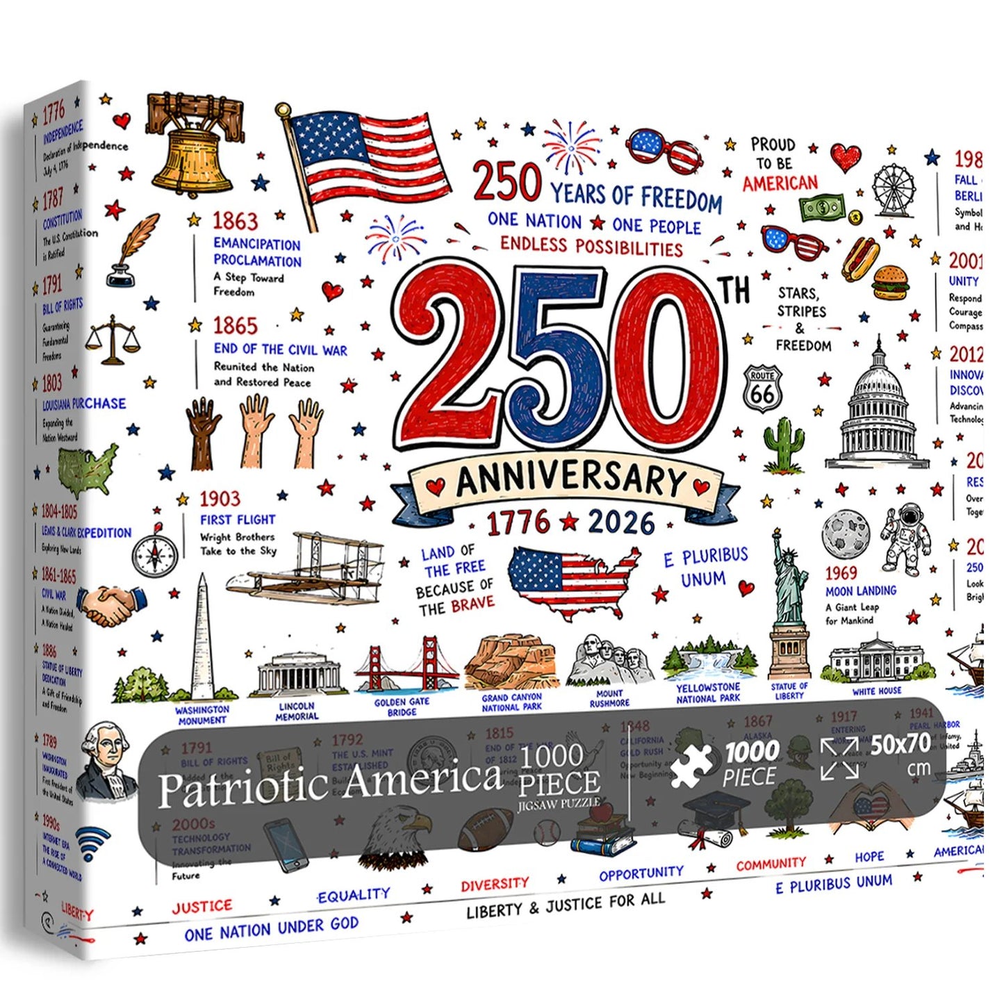 🧩 Patriotic America Jigsaw Puzzle 1000 Pieces 🎁Buy 2 Free Shipping