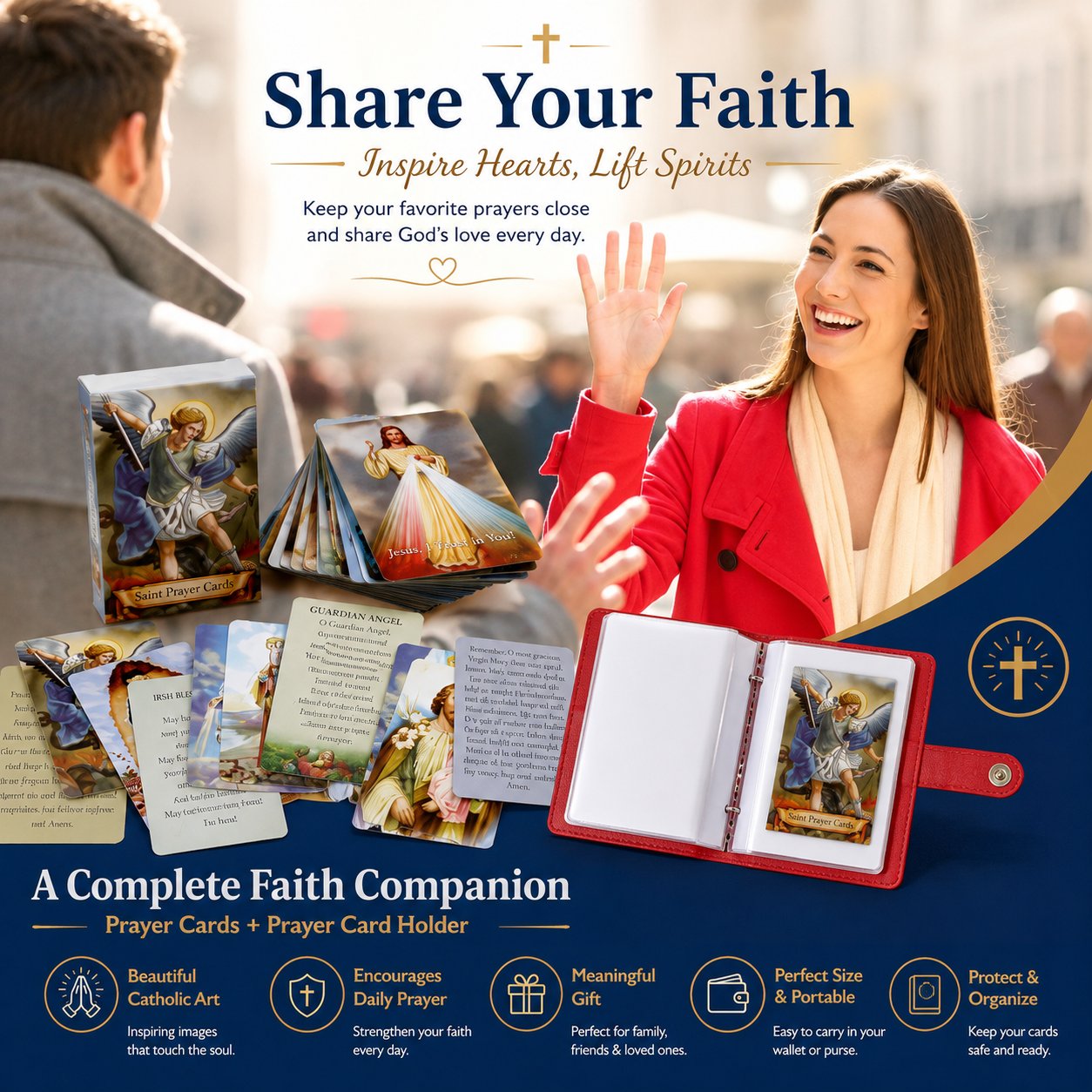 🙏 Genuine Leather Holy Card Holder – Compact Catholic Prayer Card Wallet for Church & Daily Prayer✝️
