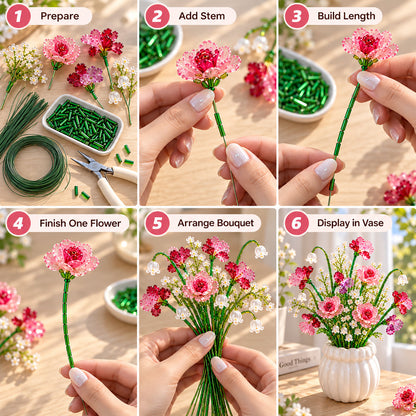 ⏳ Last Day 49% OFF –🌼✨DIY Beaded Wildflower Bouquet Kit – Handmade Crystal Flower Craft Set🌸✨