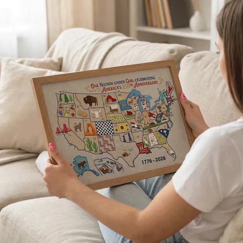 🔥Last Day 49% OFF - USA Map Cross Stitch DIY Kit