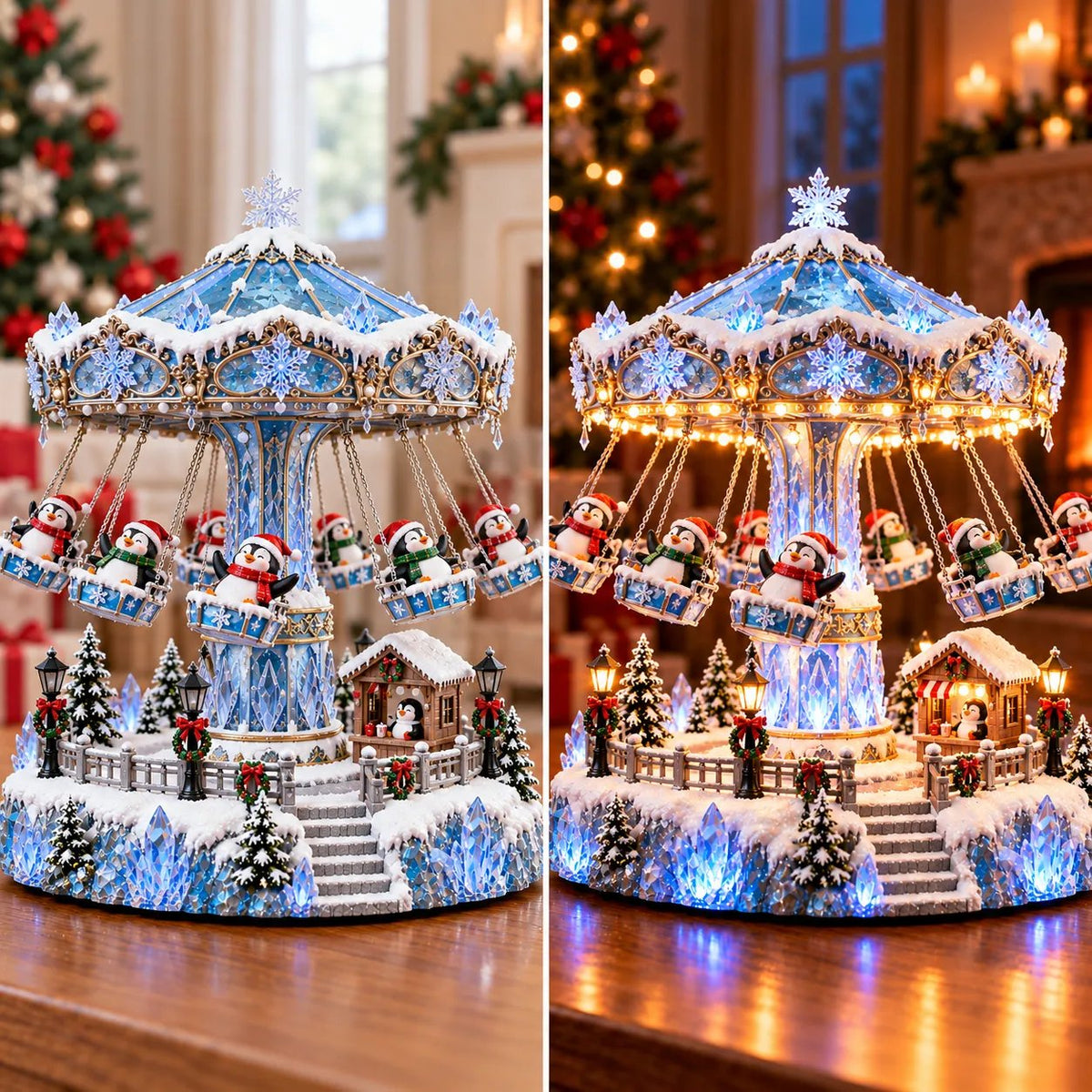 🎄 Kerstaanbieding: 49% korting! 🐧 Pinguïn Winter Swing Carnival – Draaiende kerstdecoratie met lichtjes ❄️✨