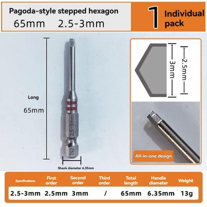 🔧 All-in-One Pagoda Hex Screwdriver Bit Set (6PCS)