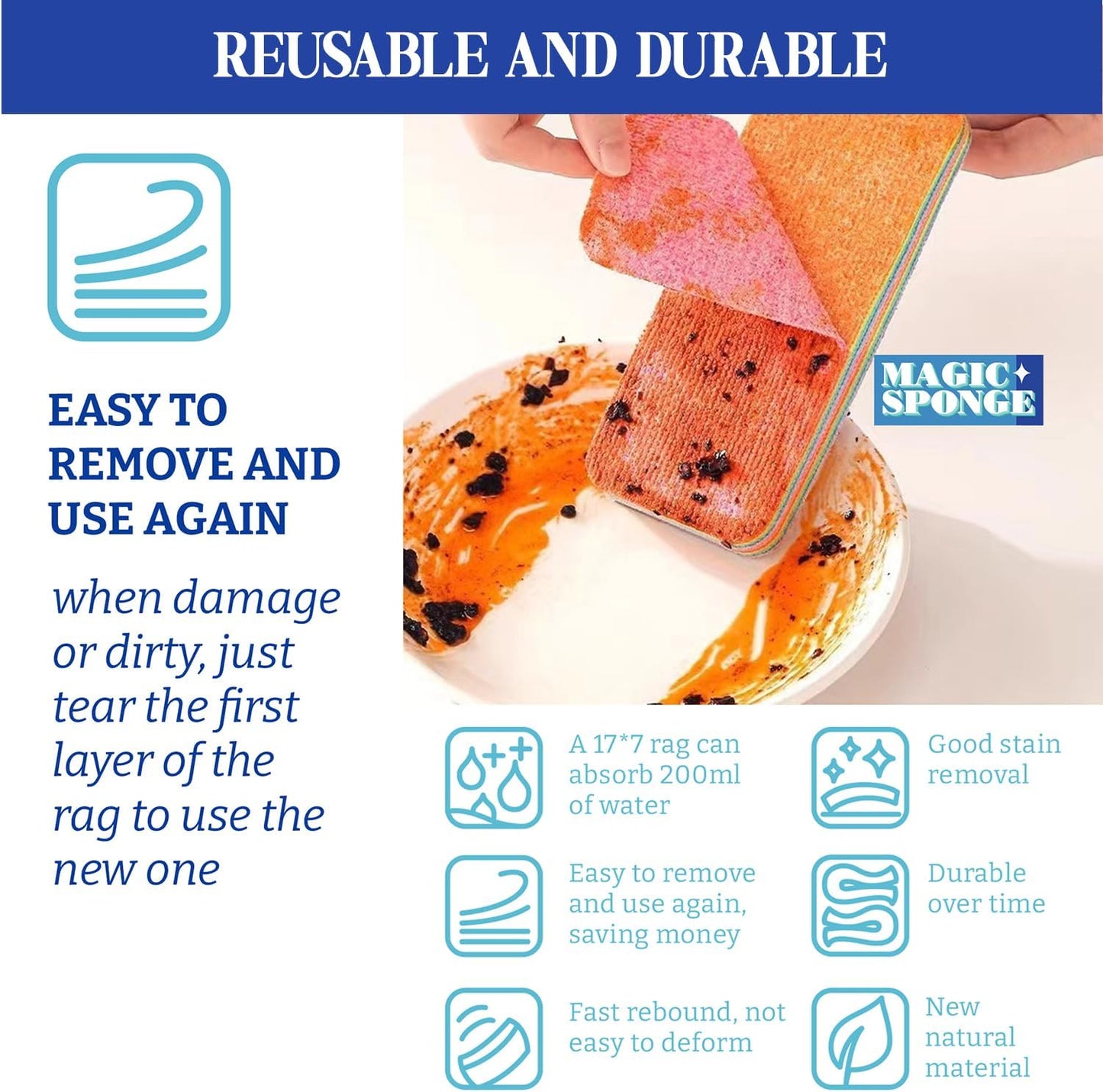 Tearable rainbow lazy cleaning cloth