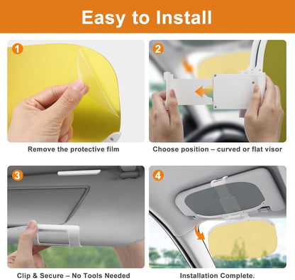 Linkstyle Car Sun Visor Extender: Polarized Anti Glare Day Night Clip On Visor, Retractable Visors fit for 4.5–7.3 Inch Wide Car SUV Truck