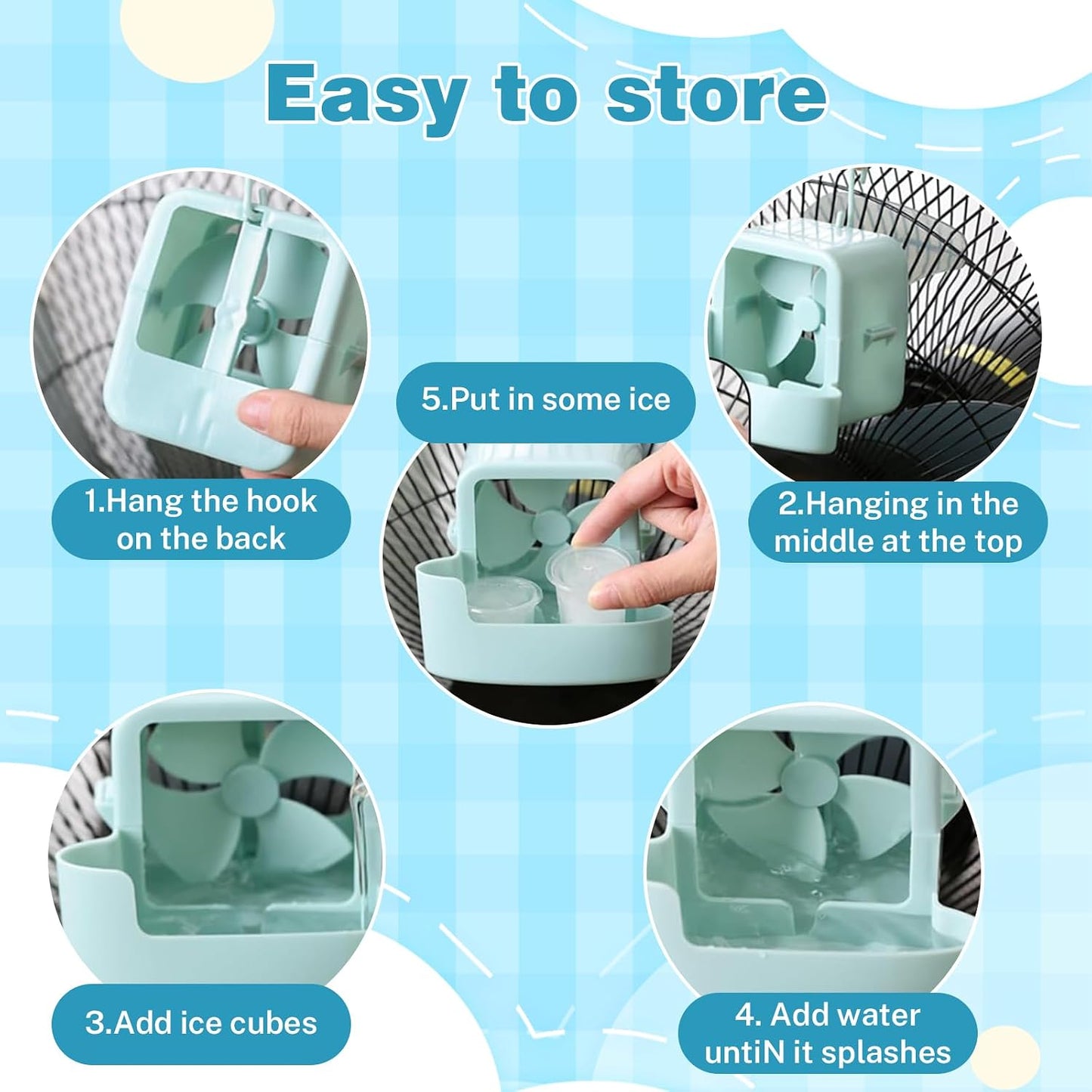 Hangable Ice Cooling Fan Attachment
