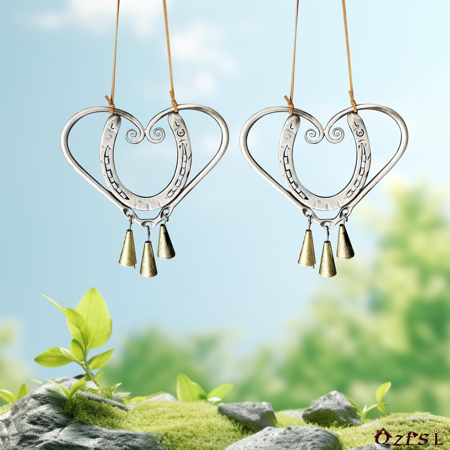 Lucky heart wind chime