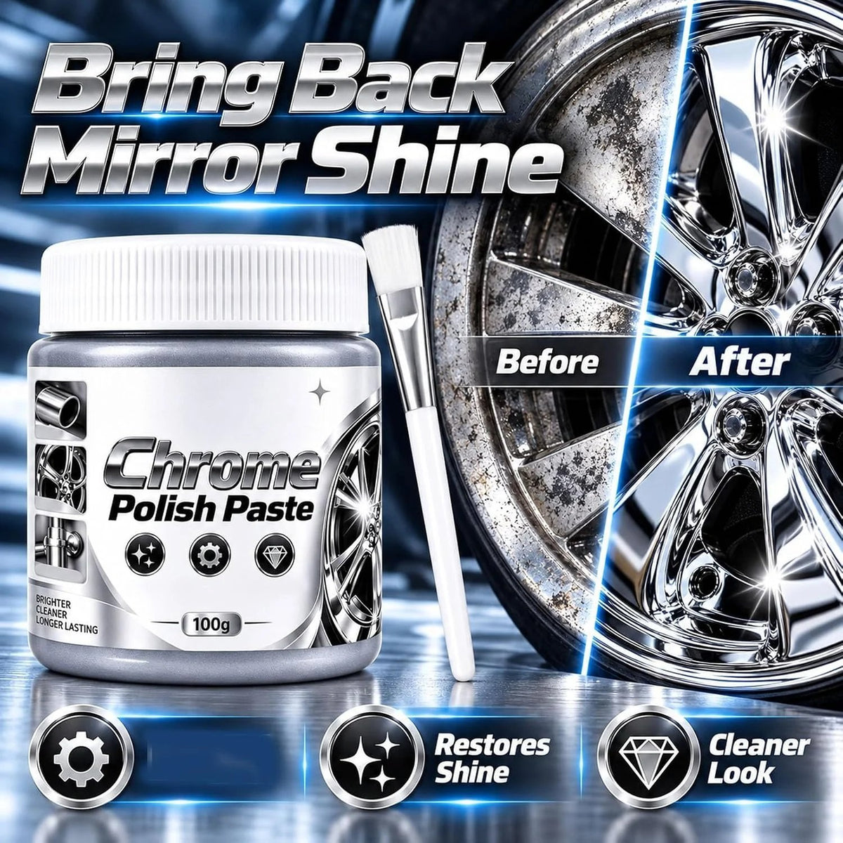 🔥Buy More Save More🔥Metal Chrome Polish & Restorer Paste with Brush