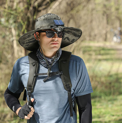 🔥Father's Day Sale 49% OFF - Wide Brim Solar Fan Outdoor Fishing Hat-Solar & USB Charging