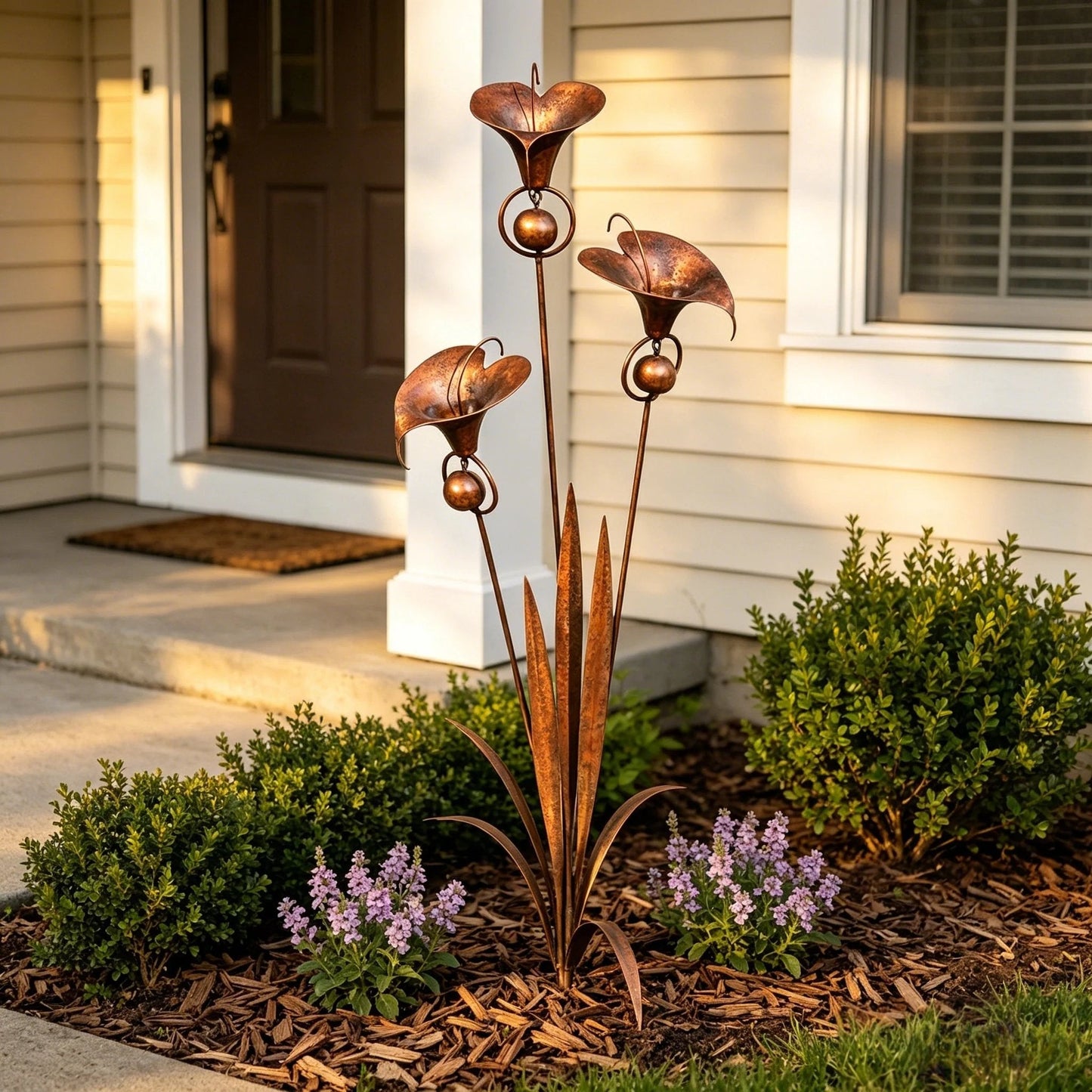 🏡Flamed Three Calla Lilies Garden Stake with Bells-yy