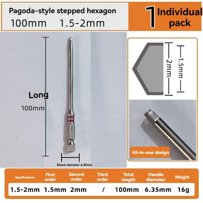 🔧 All-in-One Pagoda Hex Screwdriver Bit Set (6PCS)