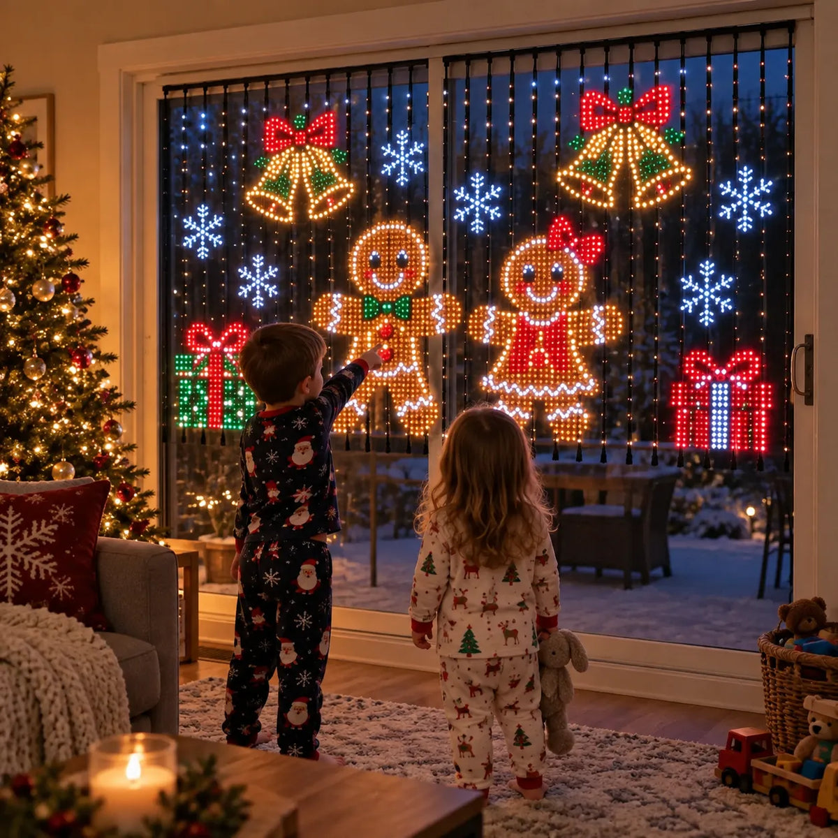 🔥🎄 Smart LED Curtain Lights | App-Controlled Animated Christmas Wall Display ✨