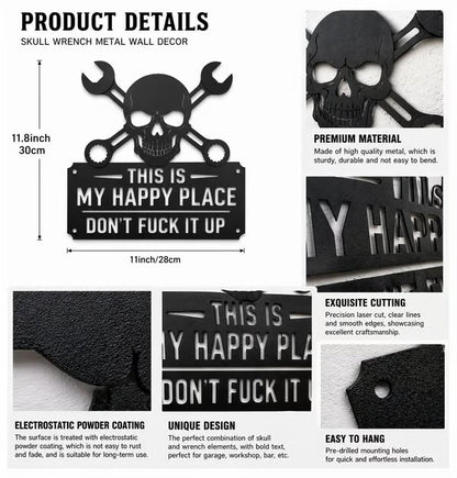 💀🔧"This Is My Happy Place"Metal Wall Art Sign