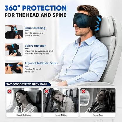 3-in-1 Travel Pillow with Eye Mask – Neck Support for Airplane, Car & Train
