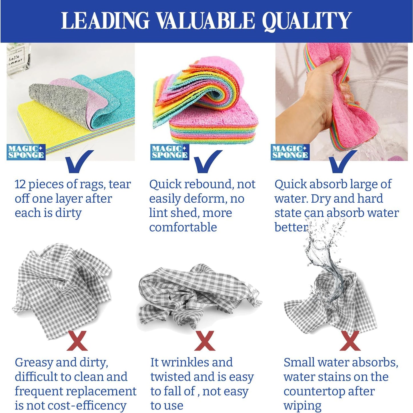 Tearable rainbow lazy cleaning cloth