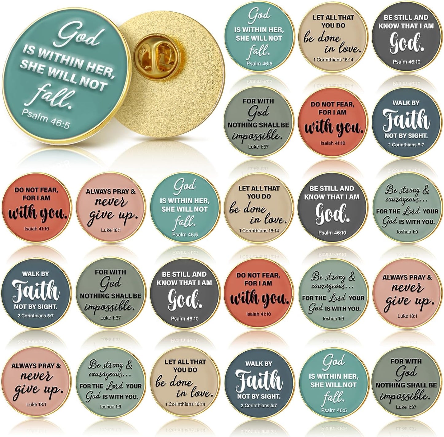 Landical 24 Pcs Christian Pin Gift in Bulk for Women Men Easter Mother's Day Gifts Bible Verse Pins Jesus Enamel Lapel Pins Religious Metal Badge Brooch for Church
