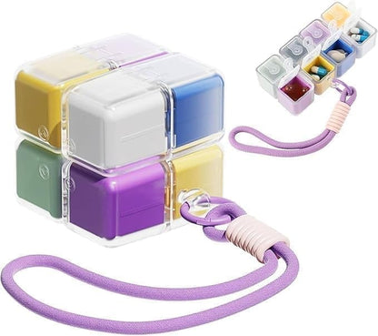 Magnetic Rubik Cube Pill Organizer Keychain