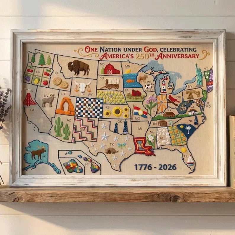 🔥Last Day 49% OFF - USA Map Cross Stitch DIY Kit