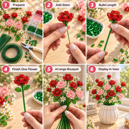⏳ Last Day 49% Off –🌼✨diy Beaded Wildflower Bouquet Kit – Handmade Crystal Flower Craft Set🌸✨