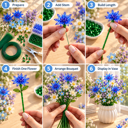 ⏳ Last Day 49% Off –🌼✨diy Beaded Wildflower Bouquet Kit – Handmade Crystal Flower Craft Set🌸✨
