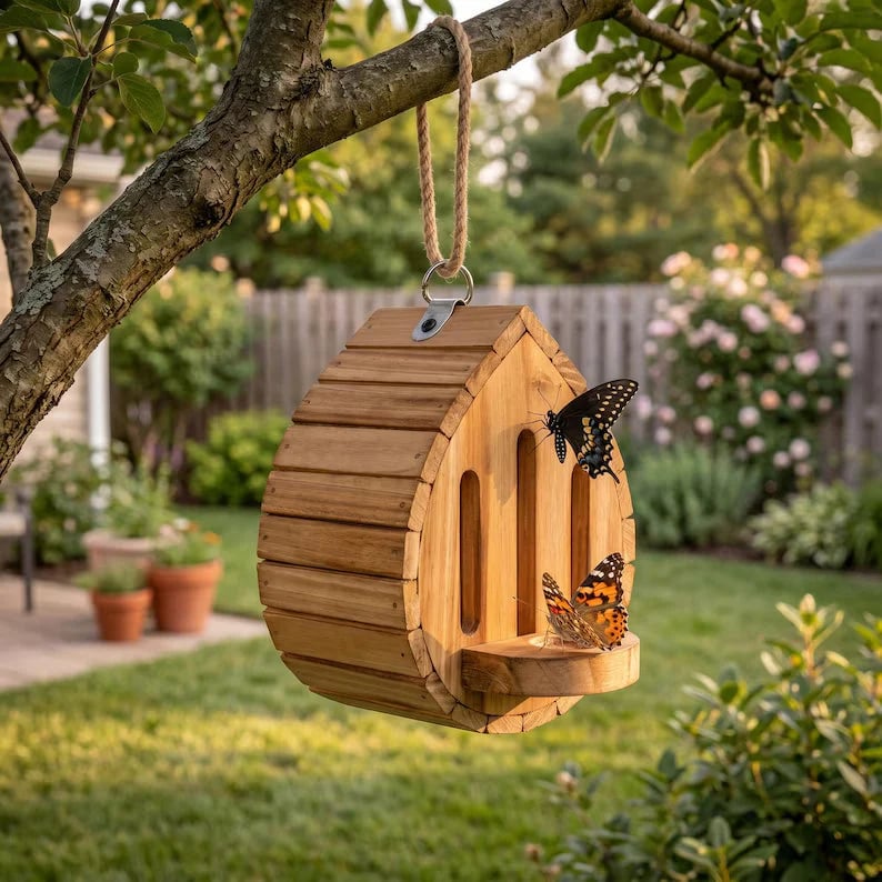 🎉Handmade Garden Butterfly House with Feeder Station🦋