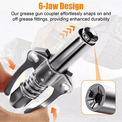 12000PSI 6-Jaw Stainless Steel Leak-Proof Universal Grease Tool Coupler