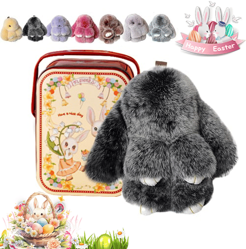 🐰Easter Cute Bunny Plush Keychain - Iron Box Gift Option, 🎁Easter Sweet Surprise