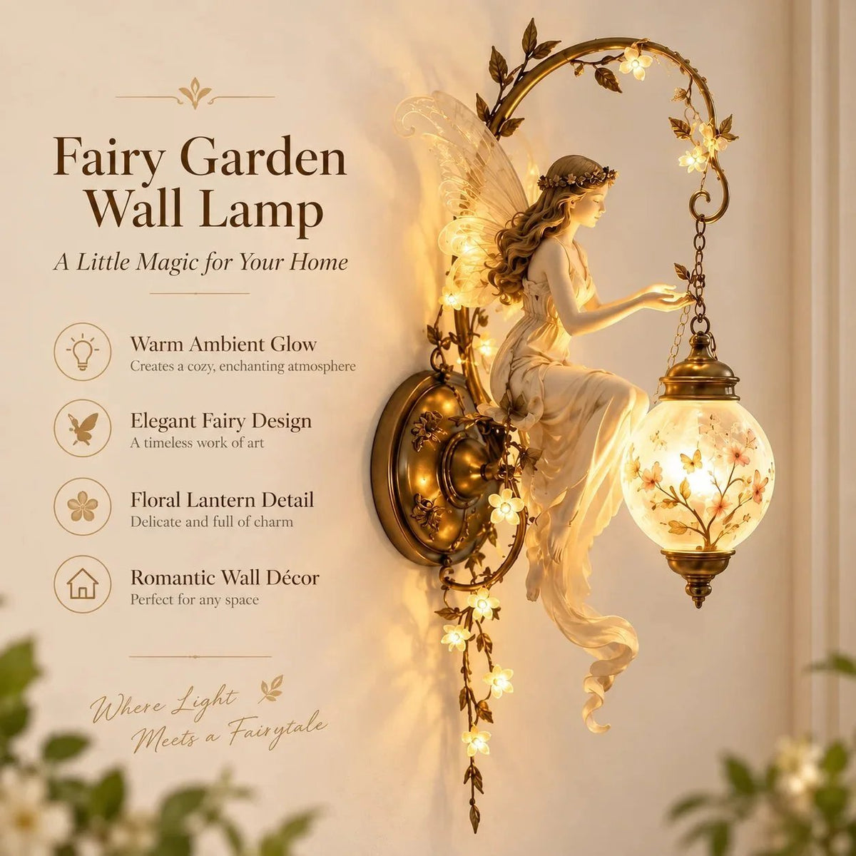 🧚🌸 Fairy Garden Glow Wall Lamp – Whimsical Floral Accent Light For Cozy Spaces