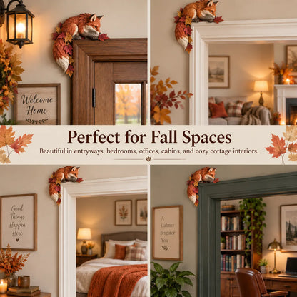 🔥last Day 50% Off - 🦊autumn Fox & Maple Leaves Door Frame Corner Decor