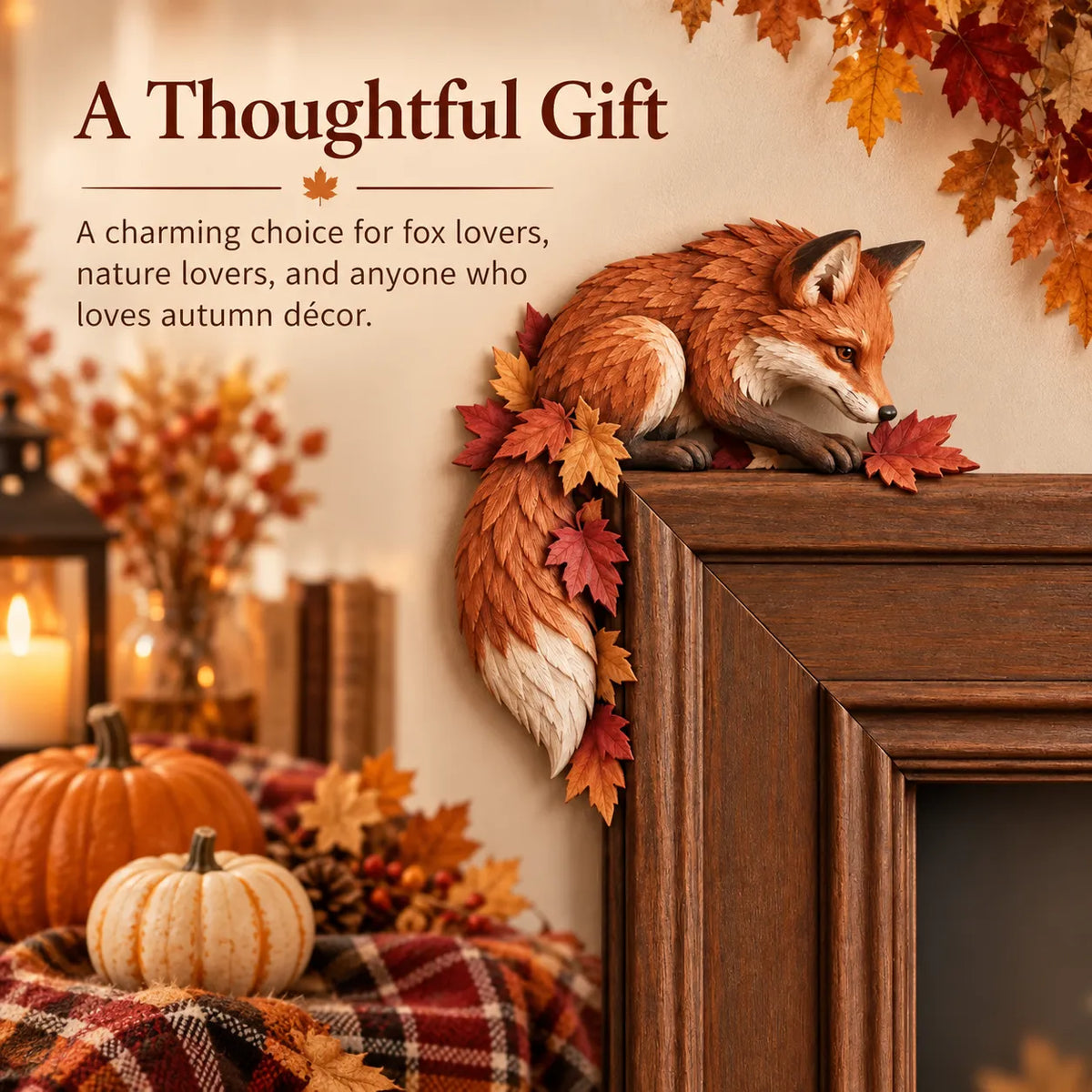 🔥last Day 50% Off - 🦊autumn Fox & Maple Leaves Door Frame Corner Decor