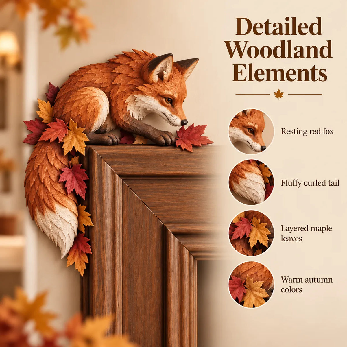 🔥last Day 50% Off - 🦊autumn Fox & Maple Leaves Door Frame Corner Decor