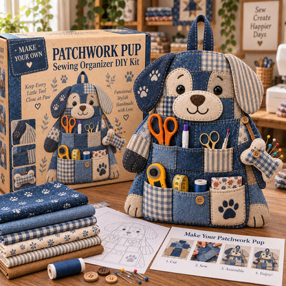 🐾 Make Your Own Patchwork Animal Sewing Organizer Diy Kit – Quilted Craft Room Tool Holder With Pockets