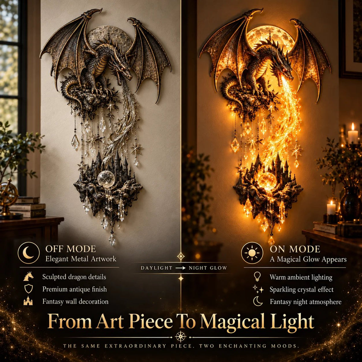 🔥😍🔥  49% Off – 🐉 Dragonfire Moonlight Wall Lamp | Enchanted Fantasy Castle Decor 🌙