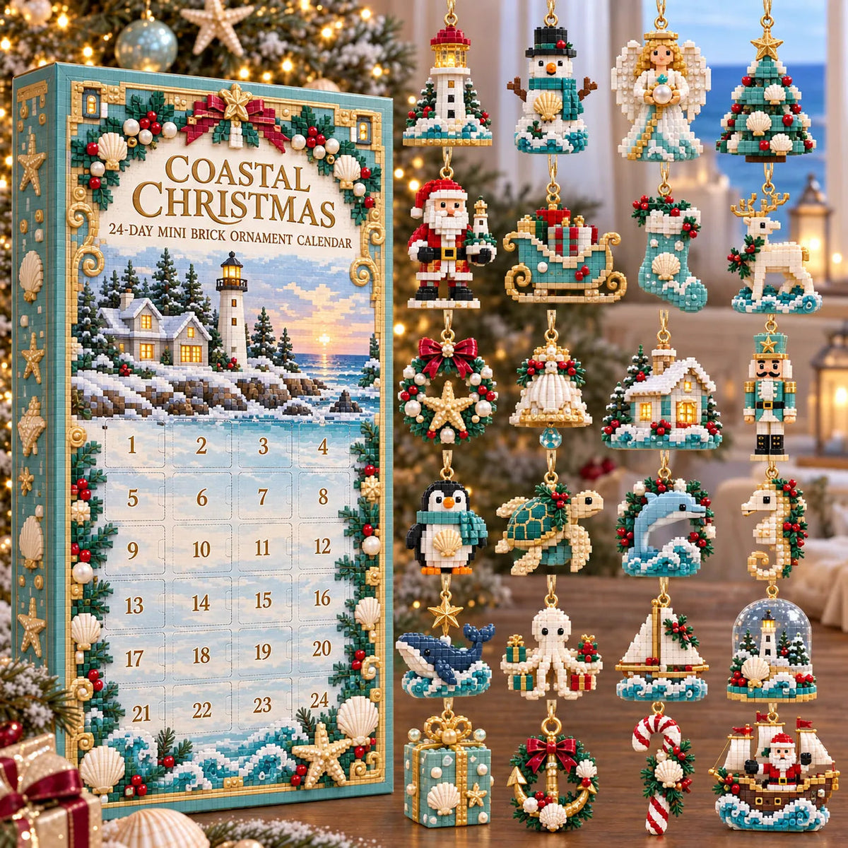 ✨ 🌊 Coastal Christmas 24-day Mini Acrylic Ornament Advent Calendar